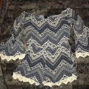 blue and white off the shoulder romper
